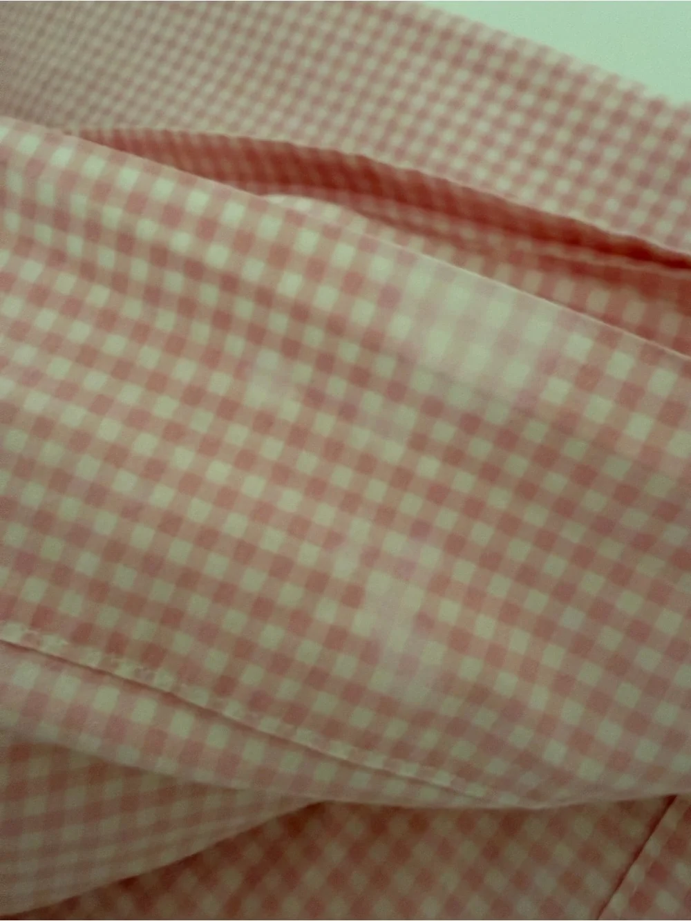 Vintage Pottery Barn Kids Twin Pink White Gingham Tiny Check Flat Sheet